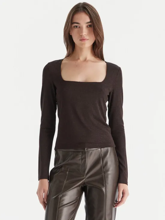 Vero Moda Bluzka Kanva 10336088 Brązowy Regular Fit