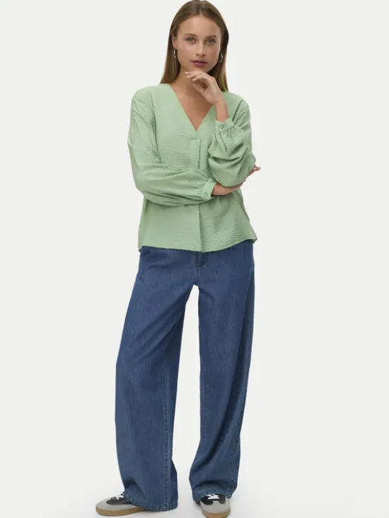 Vero Moda Bluzka Urli 10338835 Zielony Regular Fit