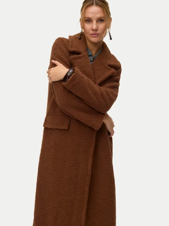 Vero Moda Kożuch Teresa 10333681 Brązowy Regular Fit
