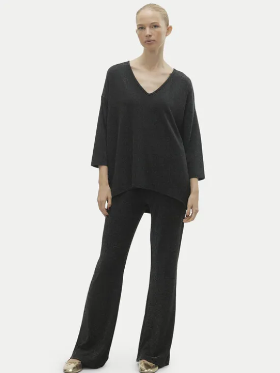 Vero Moda Spodnie dzianinowe Kanva 10296871 Czarny Regular Fit