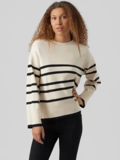 Vero Moda Sweter 10278319 Beżowy Regular Fit