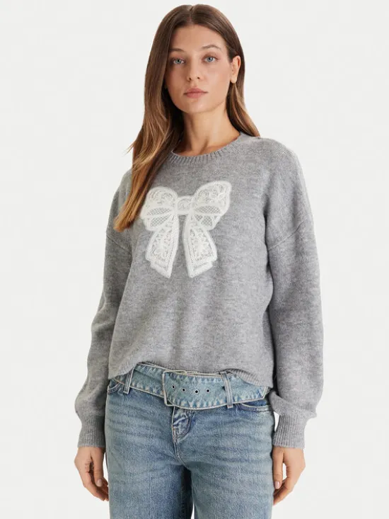 Vero Moda Sweter Ivory 10342072 Szary Regular Fit