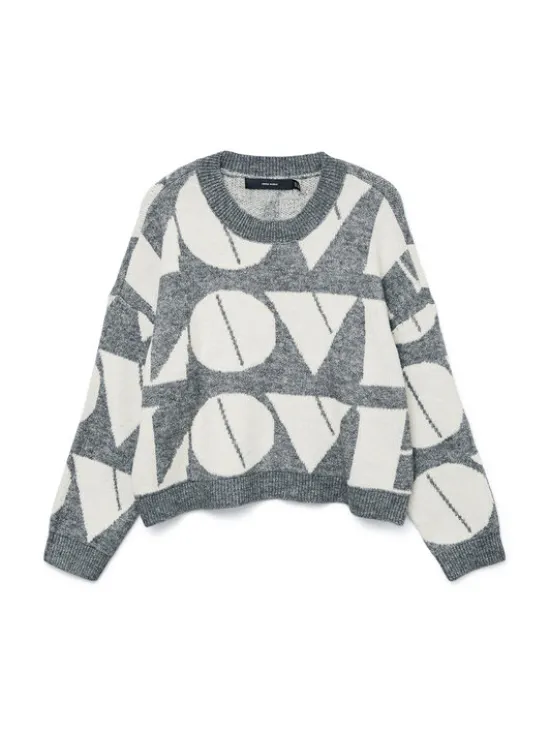 Vero Moda Sweter Love 10331432 Szary Regular Fit
