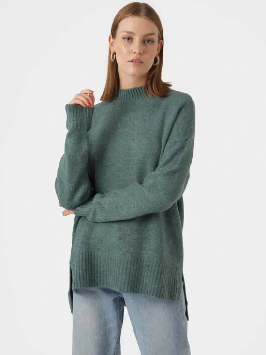 Vero Moda Sweter 10269229 Zielony Regular Fit