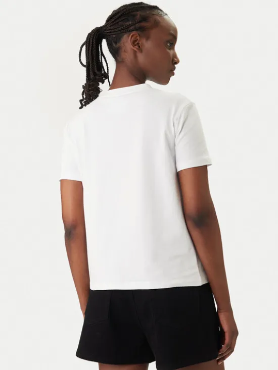 Versace Jeans T-Shirt 80HAHT09 Biały Regular Fit