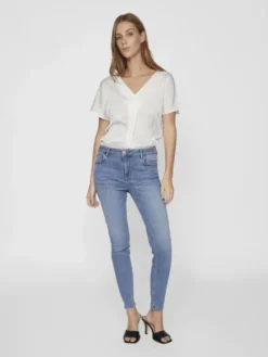 Vila Jeansy Sarah 14094341 Niebieski Skinny Fit