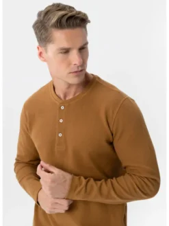 Volcano Longsleeve L-AZUX Beżowy Regular Fit