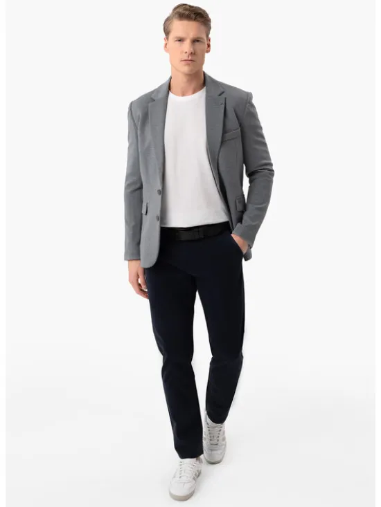 Volcano Marynarka JB-ABIS Szary Regular Fit