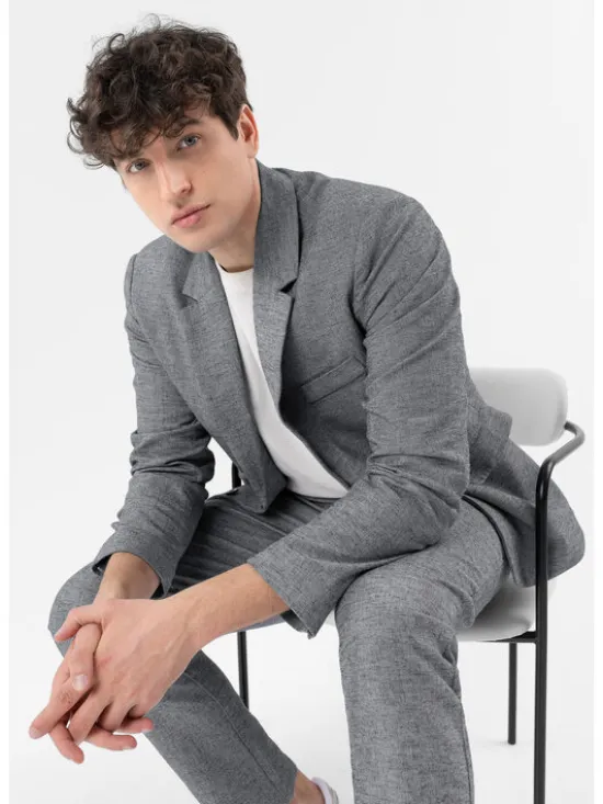 Volcano Marynarka JB-AURO Szary Regular Fit