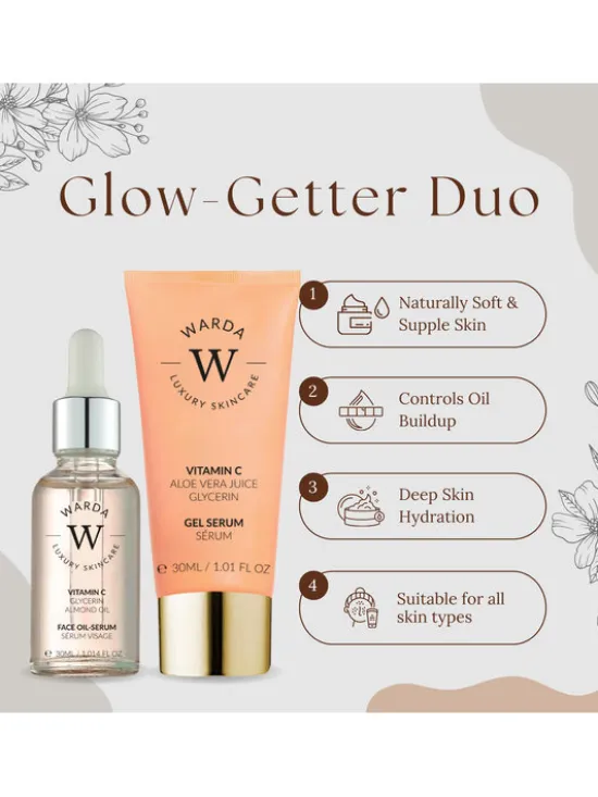 Warda Skincare Glow Boost: Vit C Cream + Serum Set Krem