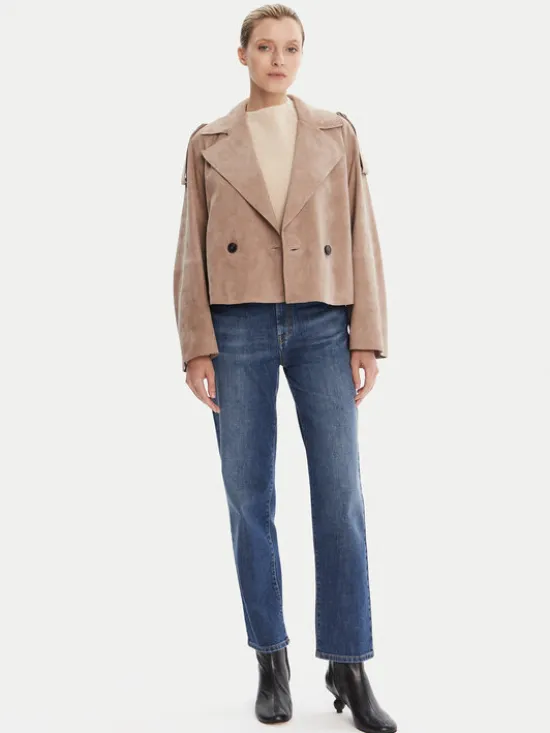 Weekend Max Mara Kurtka skórzana Maga 2525446061 Brązowy Regular Fit