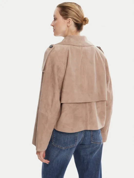 Weekend Max Mara Kurtka skórzana Maga 2525446061 Brązowy Regular Fit