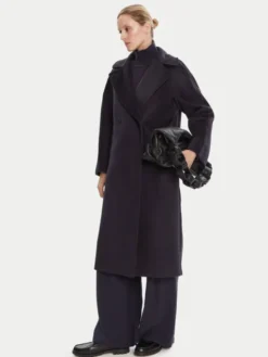 Weekend Max Mara Płaszcz wełniany Resina 2525016031 Granatowy Regular Fit