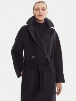 Weekend Max Mara Płaszcz wełniany Resina 2525016031 Granatowy Regular Fit
