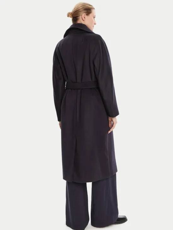 Weekend Max Mara Płaszcz wełniany Resina 2525016031 Granatowy Regular Fit