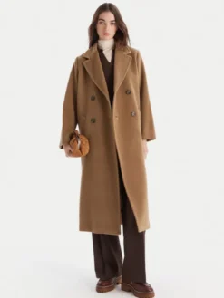 Weekend Max Mara Płaszcz wełniany Zufolo 2525016092 Brązowy Regular Fit