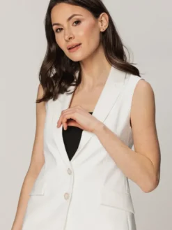 Willsoor Kamizelka 67533 Biały Regular Fit