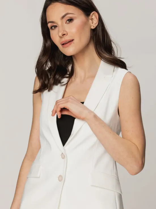 Willsoor Kamizelka 67533 Biały Regular Fit