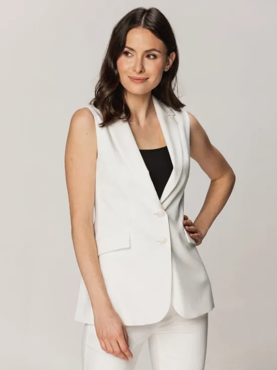 Willsoor Kamizelka 67533 Biały Regular Fit