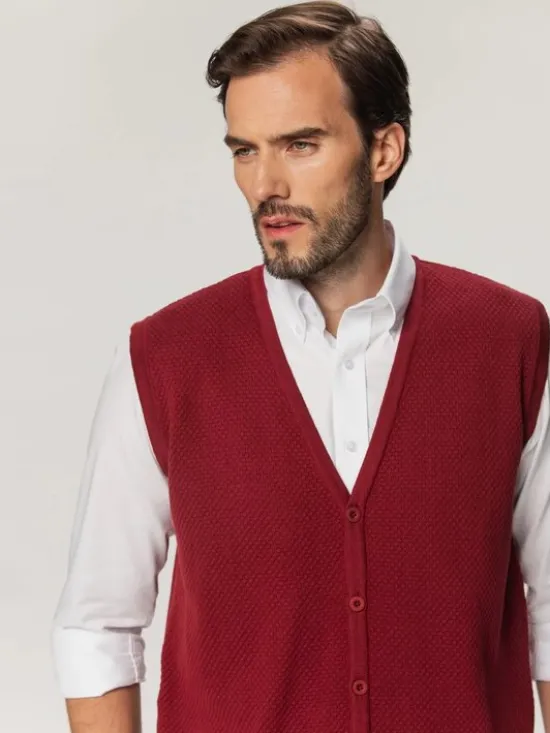 Willsoor Kamizelka 71876 Bordowy Regular Fit