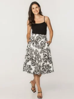Willsoor Spódnica 67821 Czarny Flared Fit