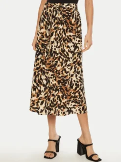 YAS Spódnica midi Savanna 26028279 Brązowy Regular Fit